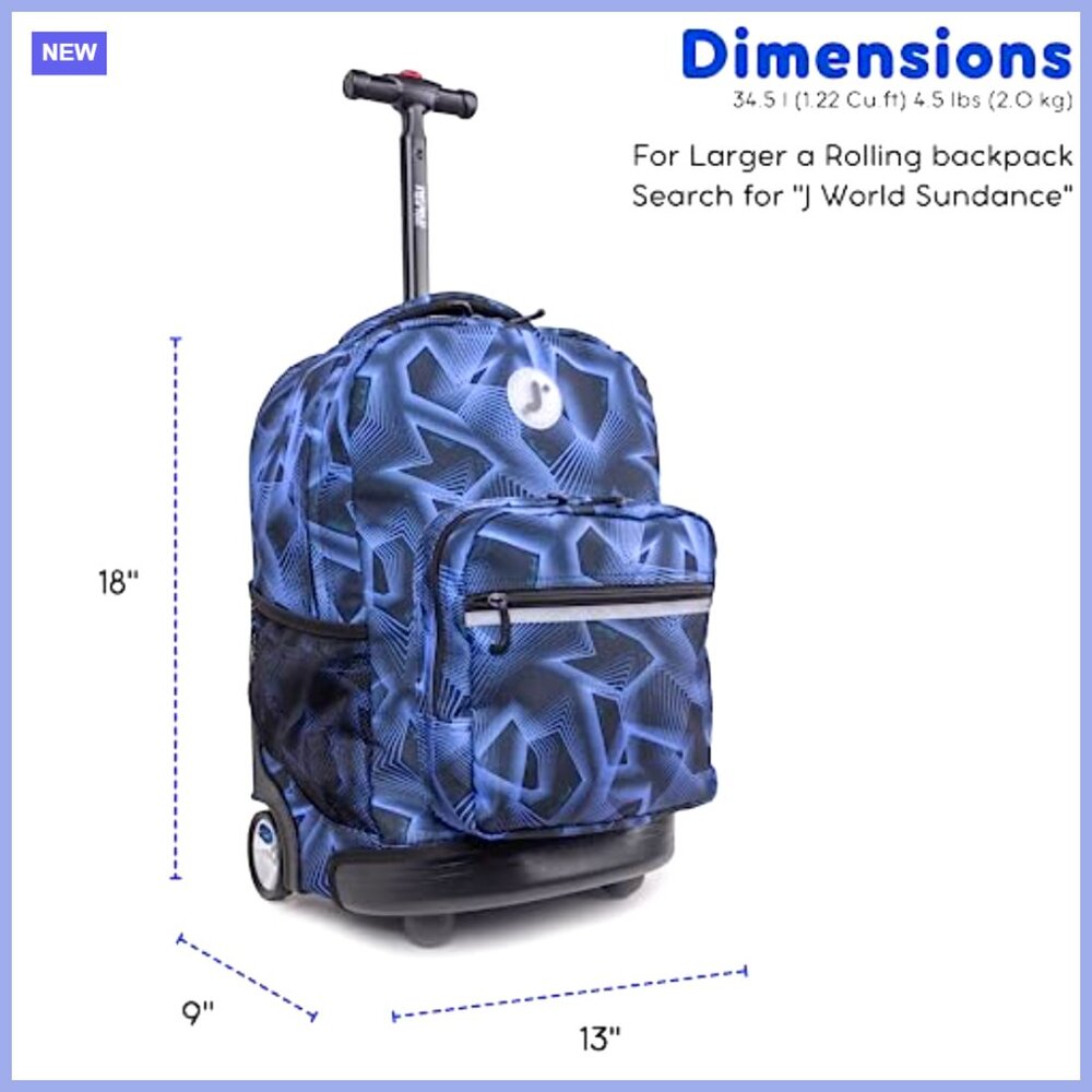 Rolling Backpack With Wheels, Convertible, Water … - image 2